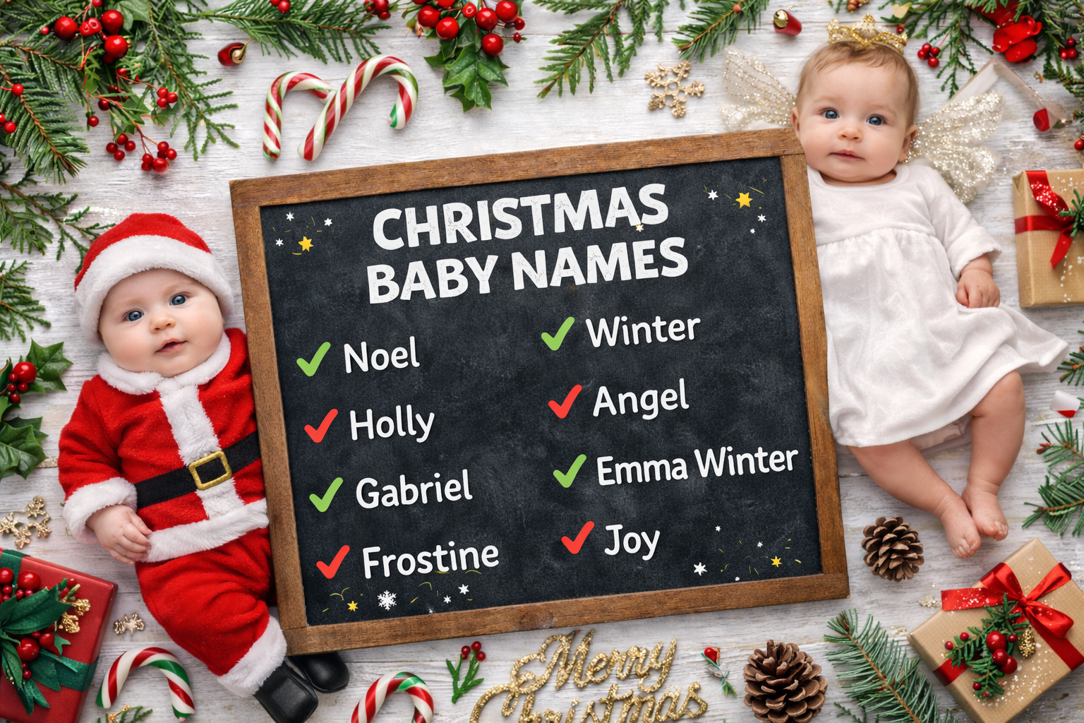 Cute Christmas baby names inspired by winter angels and holiday traditions
