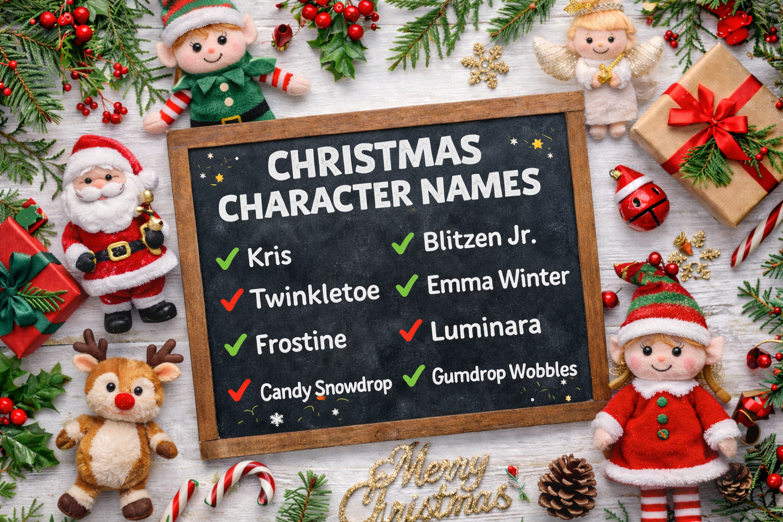 Christmas character names for stories elves santa reindeer winter characters