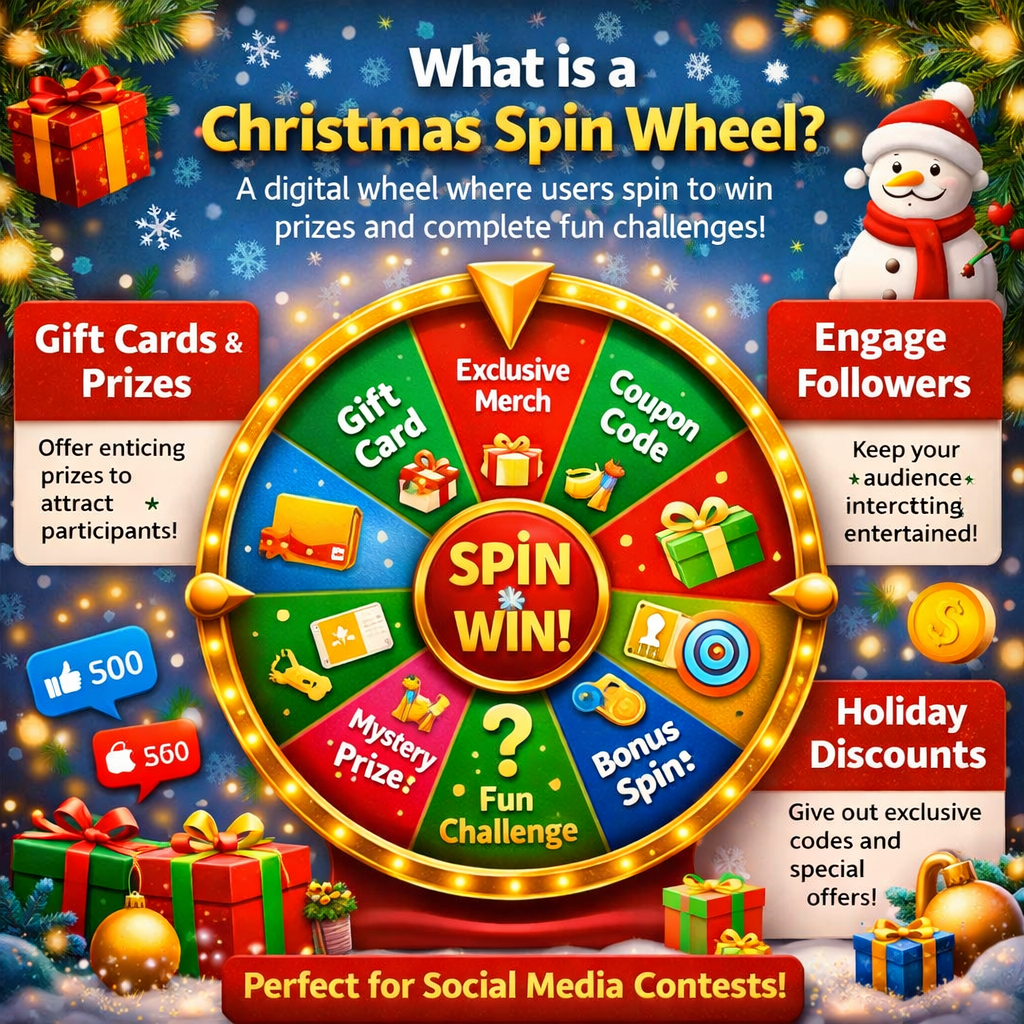 digital christmas spin wheel example prizes social media contest