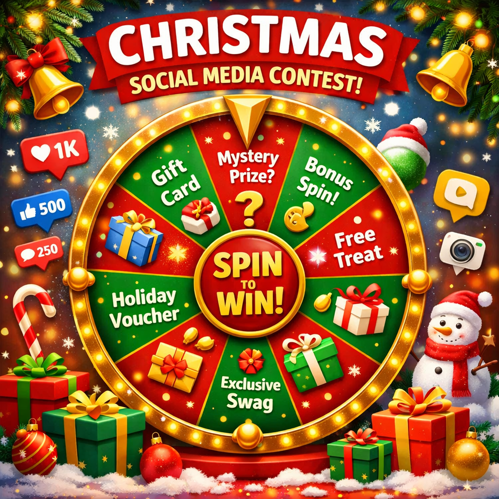 Christmas wheel for social media contests spin and win giveaway