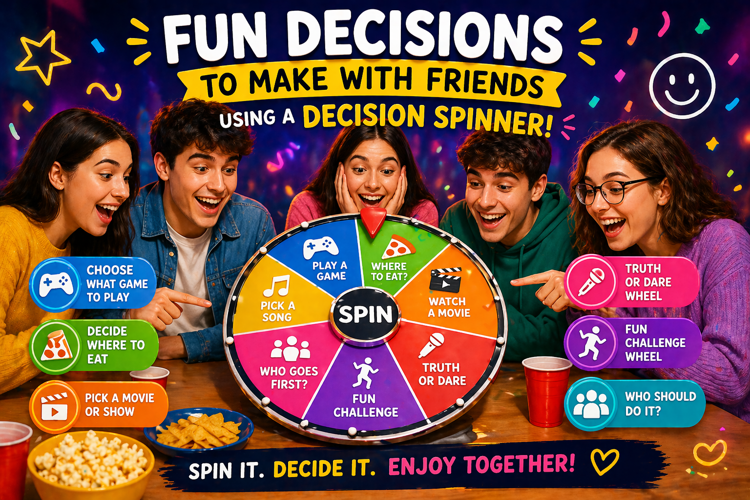 fun decisions with friends decision spinner
