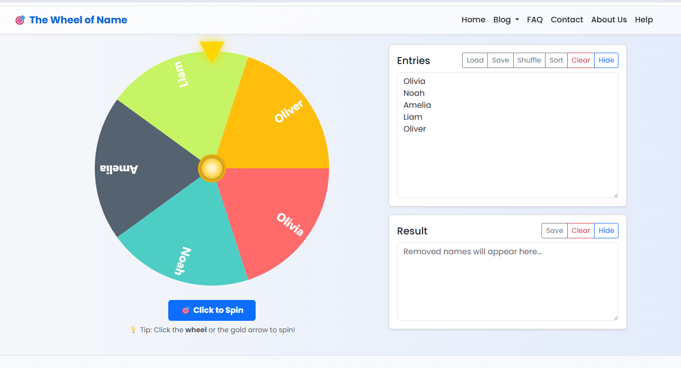 Spin the wheel example