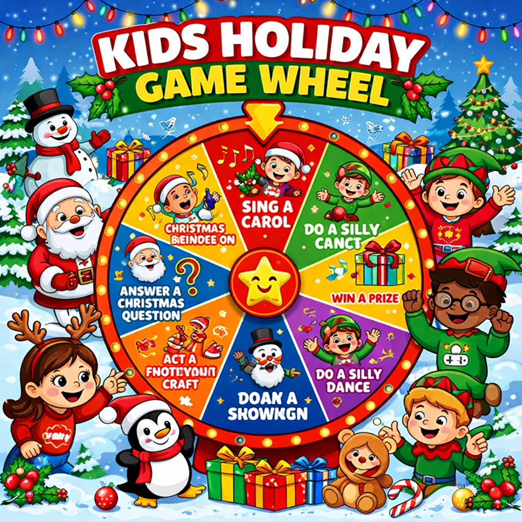 kids christmas party game wheel activities