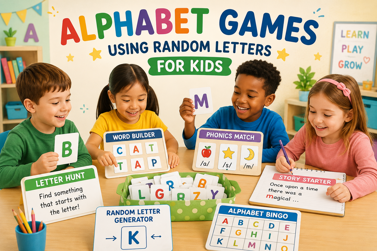 Alphabet games using random letters for kids