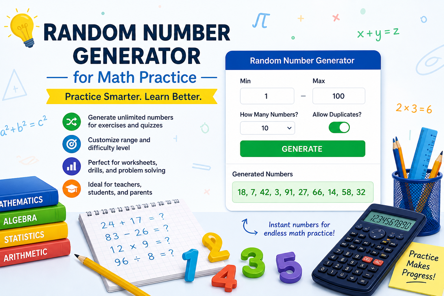 Random Number Generator for Math Practice