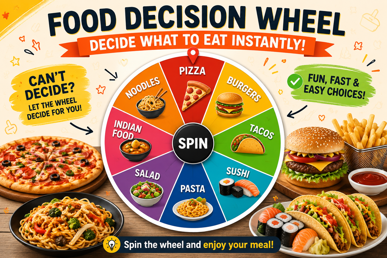 Food Decision Wheel Decide What to Eat Instantly